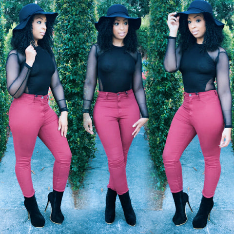 Wine High Waist Jeans