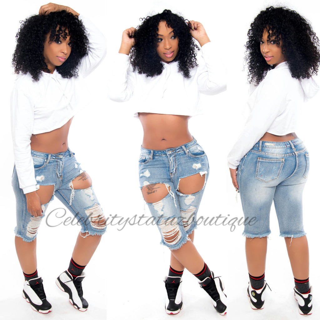 Distressed Bermuda Shorts