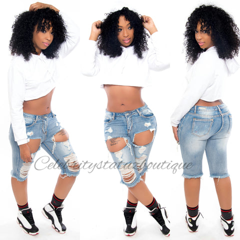 Distressed Bermuda Shorts