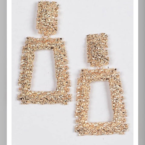 Gold square earrings