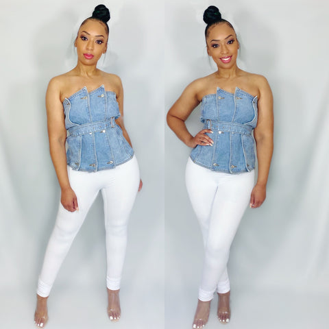 Layered Denim Top