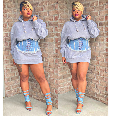 Sweater Denim Corset Dress