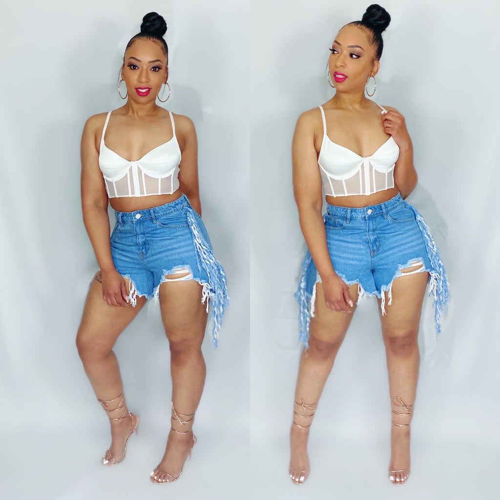Fringy Jean Shorts