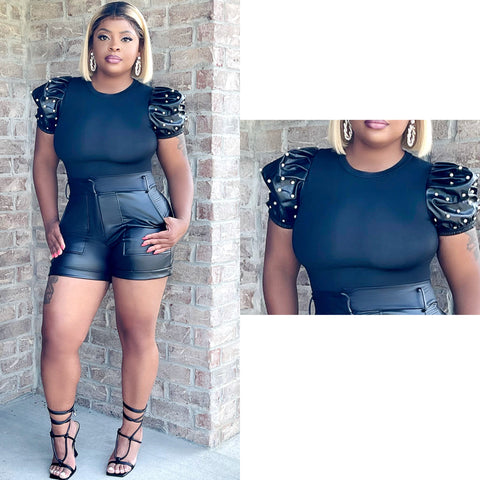 Studded Leather Top